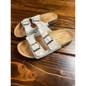 Stoney River Sandals, Women's Size 7, White Gray, Camouflage, Slip On